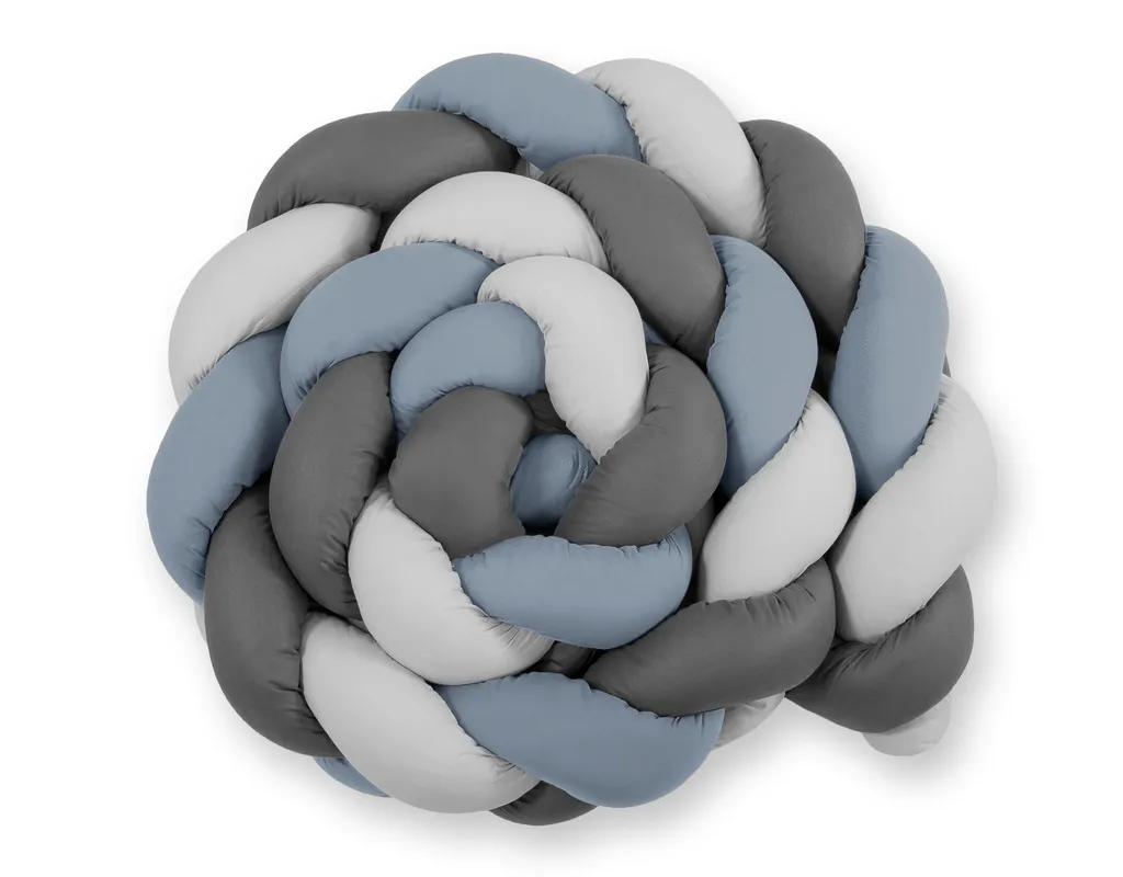Bordure de lit tressée 360cm bleu-gris en coton rembourrage ECO FILLBALL
