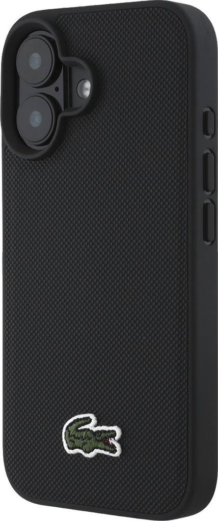 Lacoste, MagSafe Iconic Petit-Piqué Hülle für iPhone 16 Plus, Schwarz