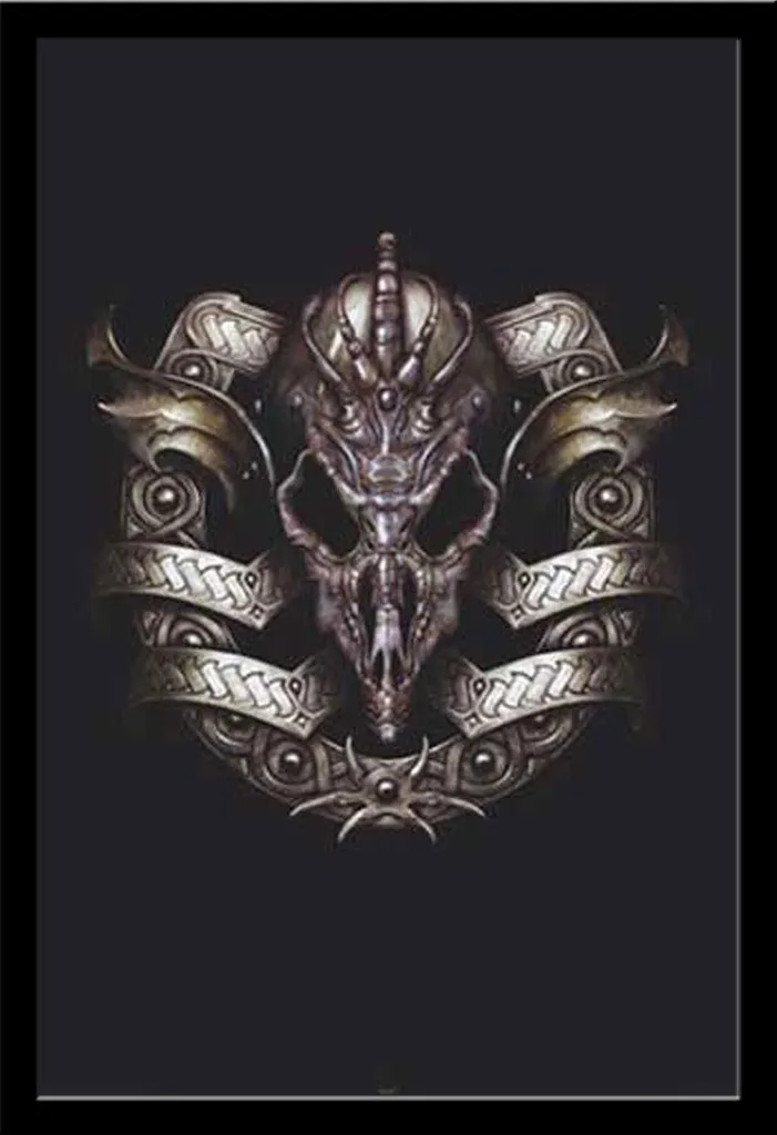 Décoration de Salon Fantasy Poster Ciruelo Escudo avec Cadre Noir Maxi