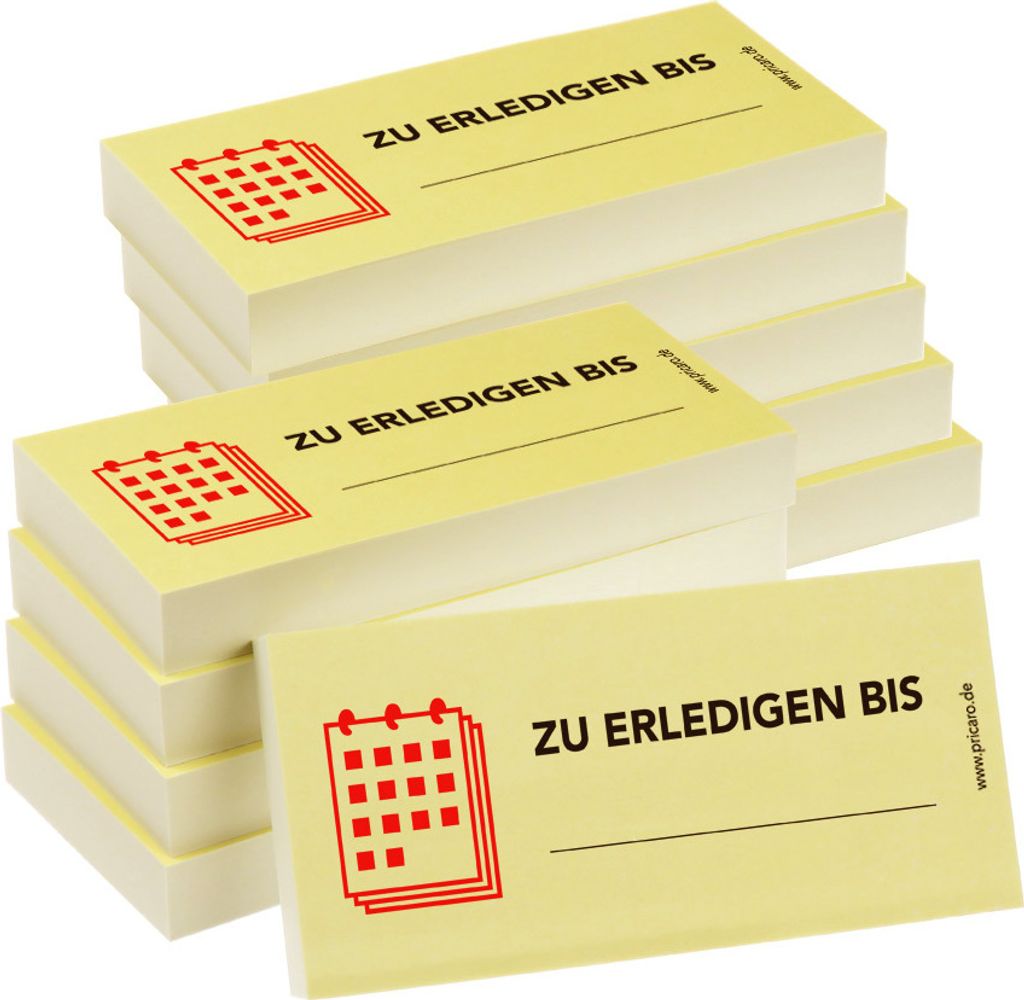 PRICARO Haftnotizen "Zu erledigen bis", 100 Blatt, 10 Stück