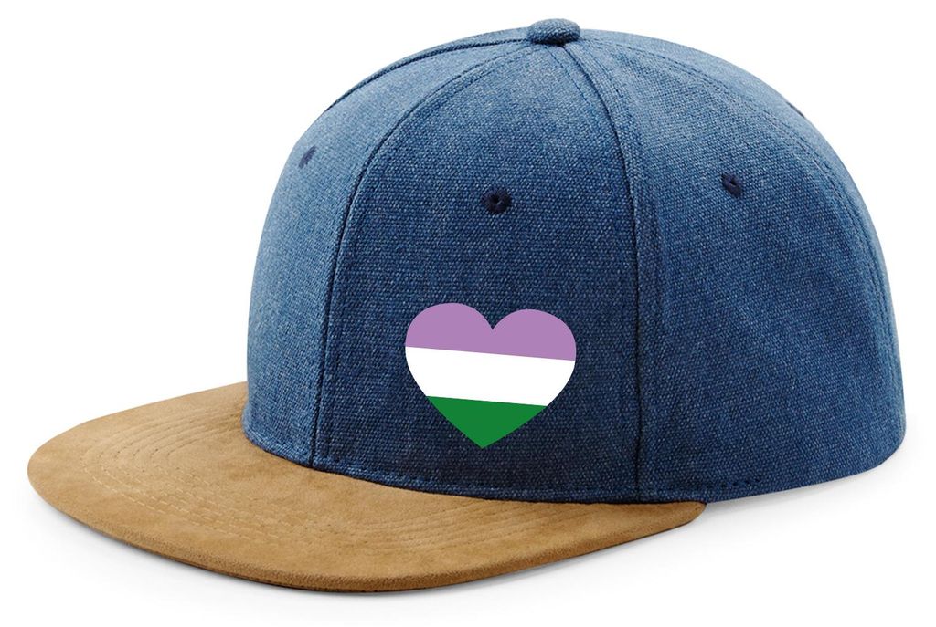 Huuraa Cappy Mütze Genderqueer Pride Flagge LGBTQ Herz Denim Baumwolle und Polyester Snapback Kappe Geschenkidee