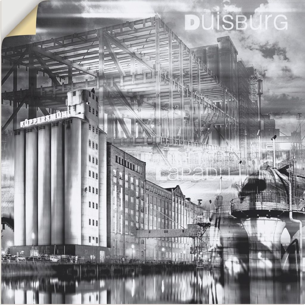 ARTland Wandbild, selbstklebend Duisburg Skyline Collage III Größe: 50x50 cm