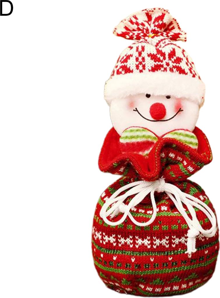 Apfel-Geschenktüte, schöne 3D-Dekoration, Weihnachtsmann, Schneemann, Stoff, Weihnachts-Geschenktüte mit Kordelzug für Kinder-D
