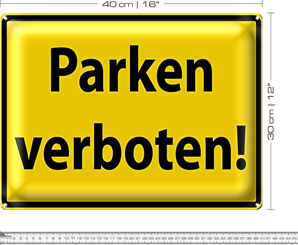 Blechschild Warnschild 40x30cm Parken Verboten gelb