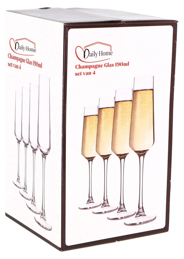 Daily Home Champagnergläser Set - 4 Stück elegantes Glas