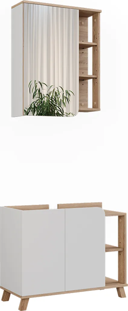 Meuble de salle de bain Vicco Karen Sonoma Blanc 2 pièces Modèle 55409