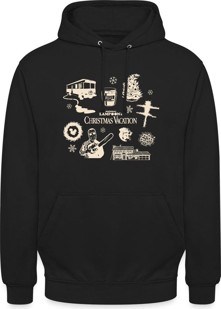 Spreadshirt Schöne Bescherung Symbole Des Films In Beige Uni Hoodie, 4XL, Schwarz