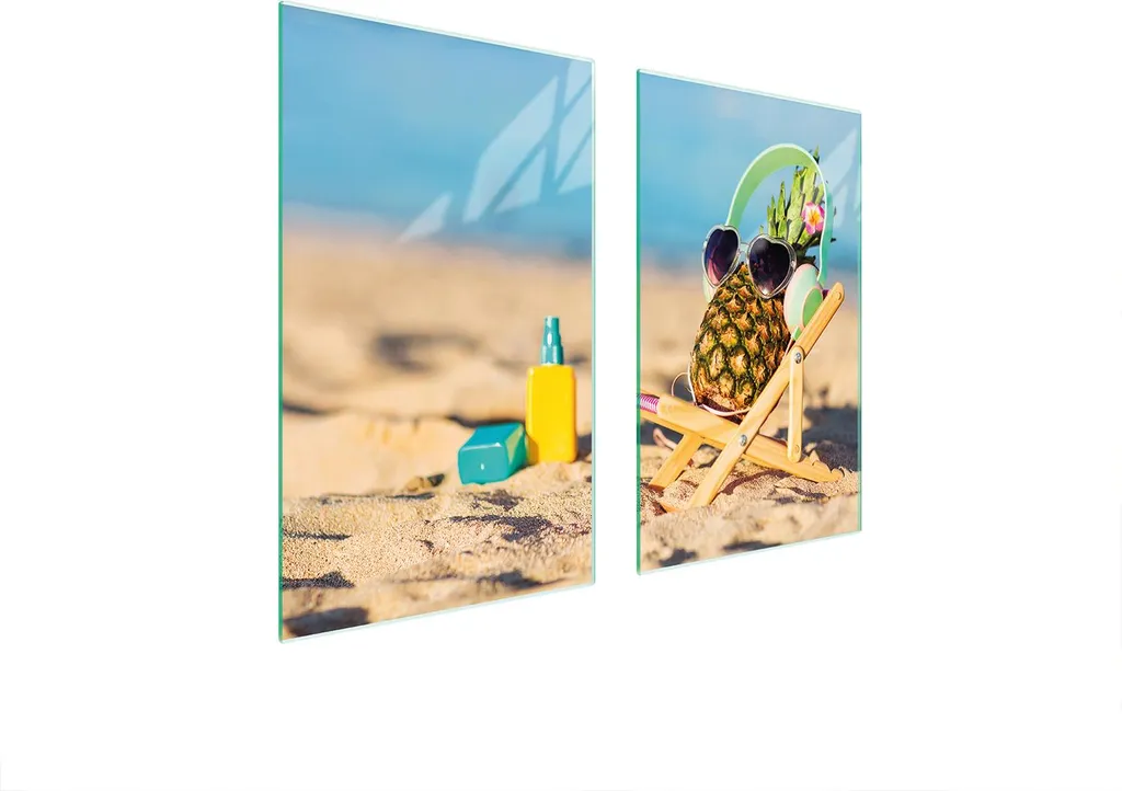 Piastre Copri Fornelli 75x52 Vetro Temperato | Set 2 Pezzi Ananas Beach