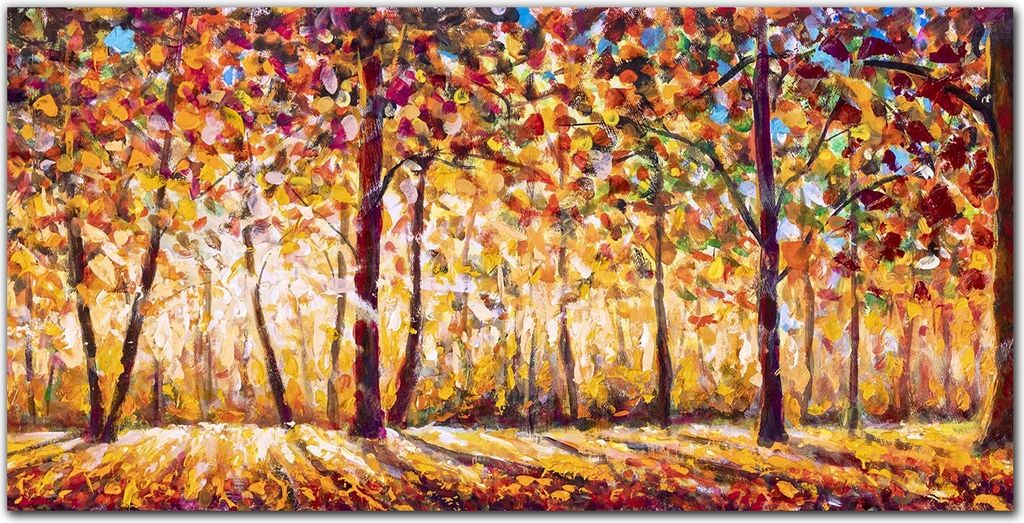 Coloray Bild aus Acryl 140 cm x 70 cm - Gehärtetes Acryl Bild auf Acrylglas Wohnzimmer Küche Dekoration Wanddekoration - Herbstlicher Wald