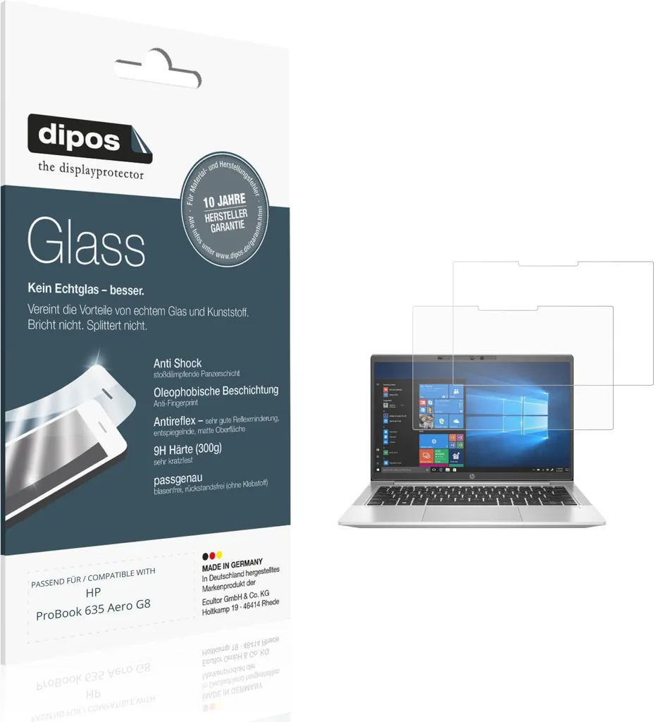 2x Pellicola HP ProBook 635 Aero G8 Vetro Flessibile 9H dipos - Kit Protezione
