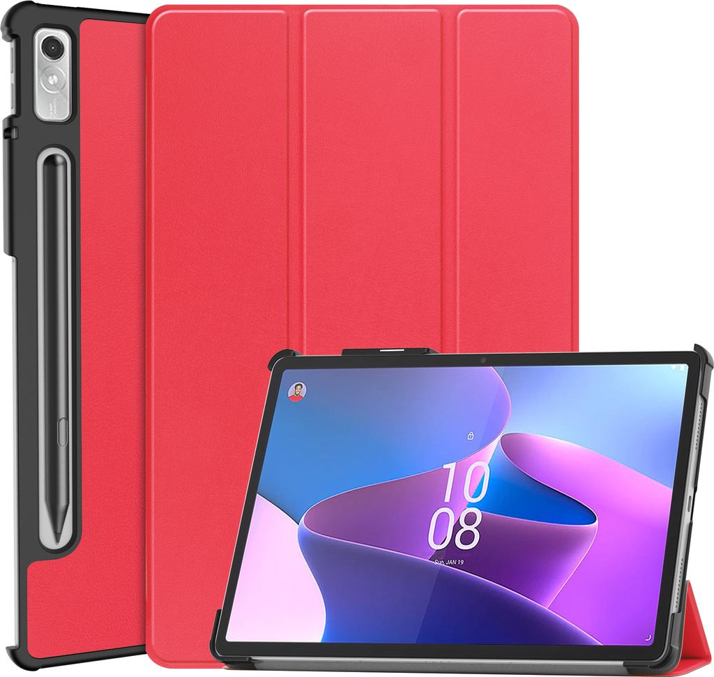 Case2go - Hülle kompatibel mit Lenovo Tab P11 Pro 2nd Gen - Mit AutoWake-Funktion - Kunstleder TPU Tablet Case Schutzhülle - Rot