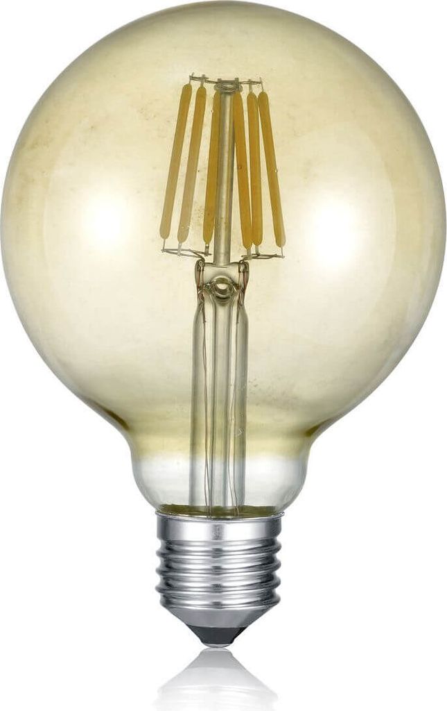 Trio 4017807287530/AMPOULE GLAS Filament-Globe, Coloris ArgentÃ, Jaune 1 X 6 W LED 98 LED-Kugel, Sockel E27, 6 Watt, Warmweiß, 3000 K,