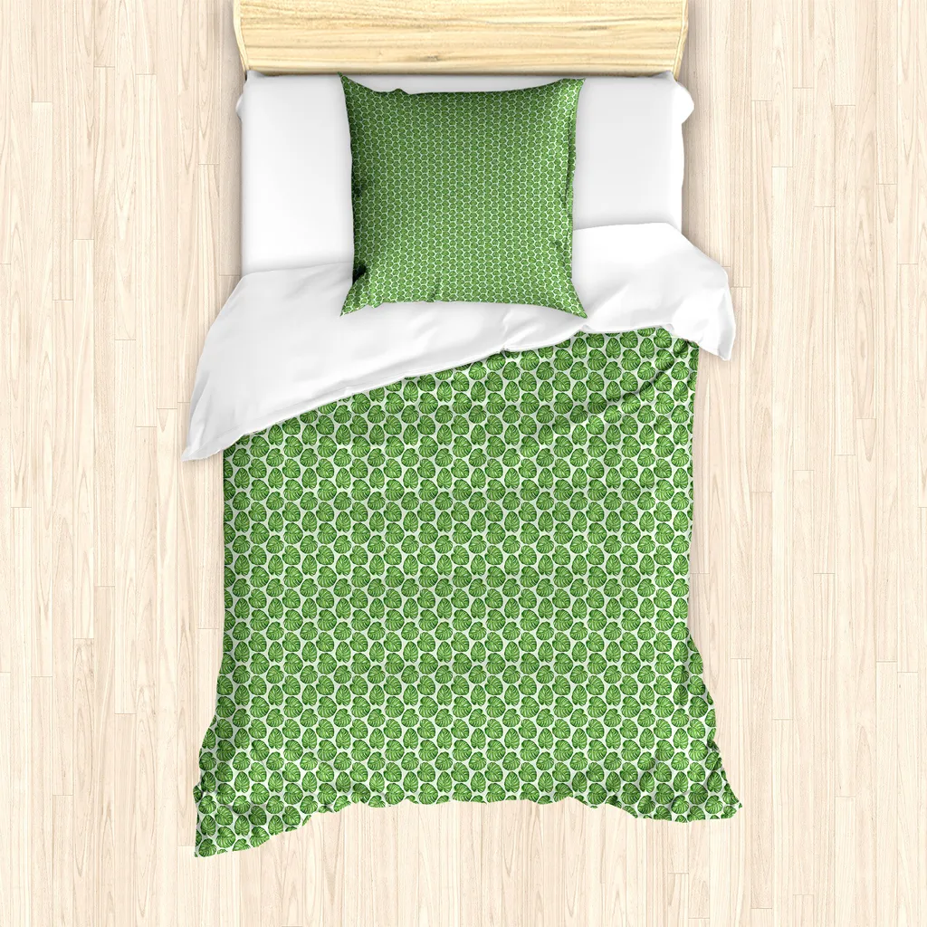 Set Letto Singolo ABAKUHAUS Antiacaro | Copripiumino Verde Monstera