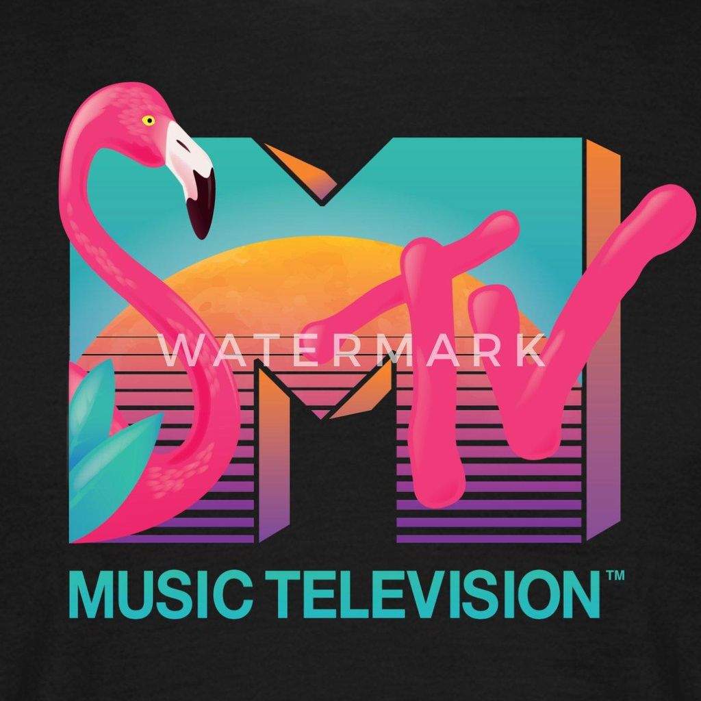 Spreadshirt MTV Music Television Flamingo-Logo Männer T-Shirt, S, Schwarz