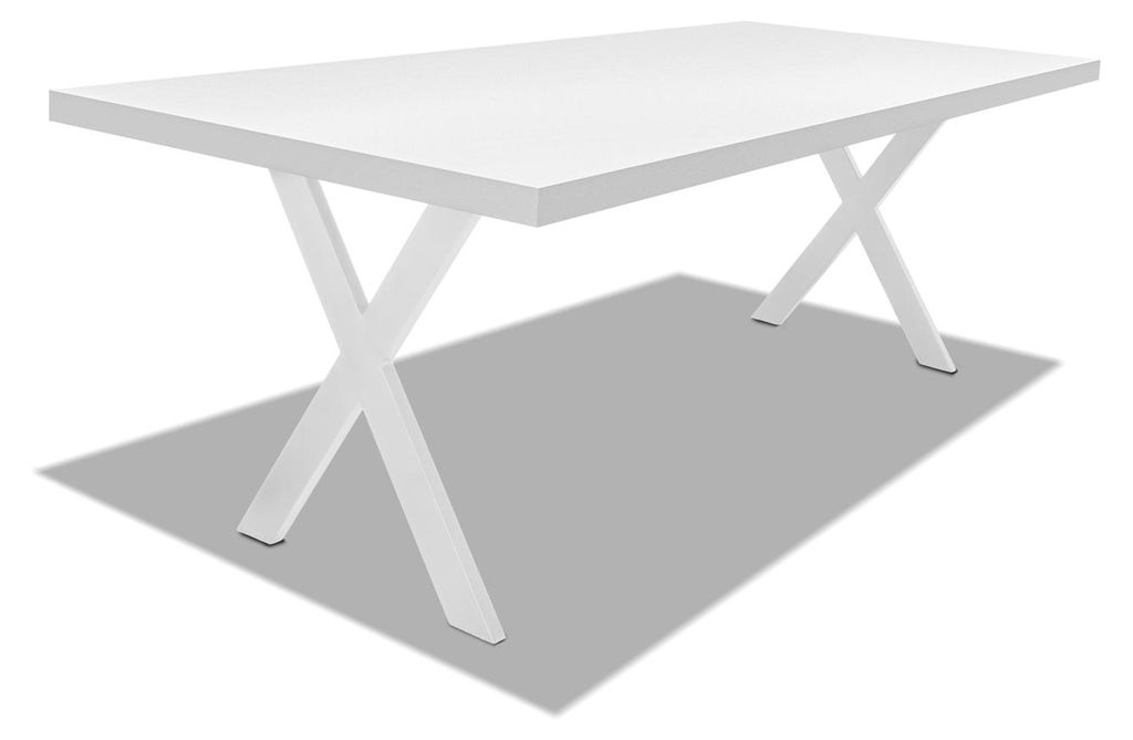 Esstisch aus Holz und Metall mit X-Fuø weiø - 220x100 cm