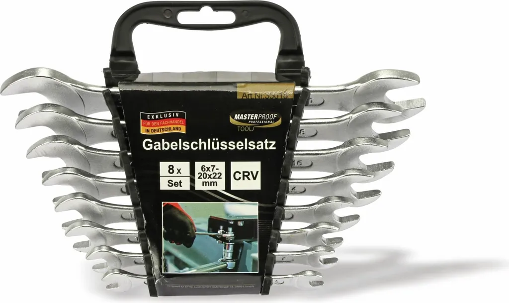 Set di chiavi aperte MASTERPROOF, 6...22 mm, 8 pezzi
