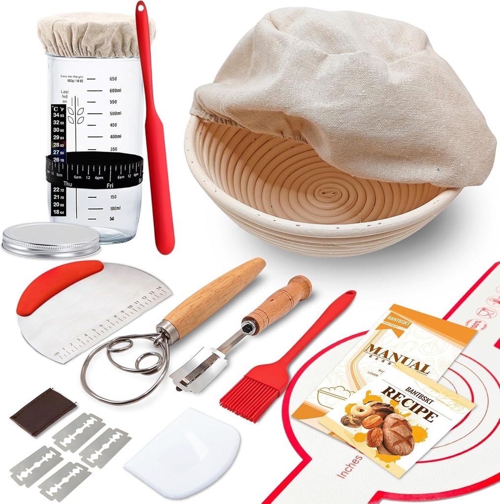 Gärkorb 10-tlg Sauerteig Starter Set, Sauerteig Zubehör mit Produktbild 