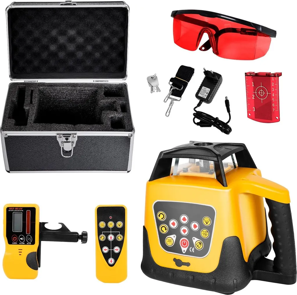 Laser rotatif de chantier 360° avec récepteur et kit trépied complet