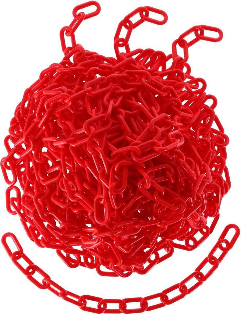 TIBU Absperrkette Kunststoff Warnkette Kunststoffkette 8 mm Stärke - Rot - Länge 200 cm