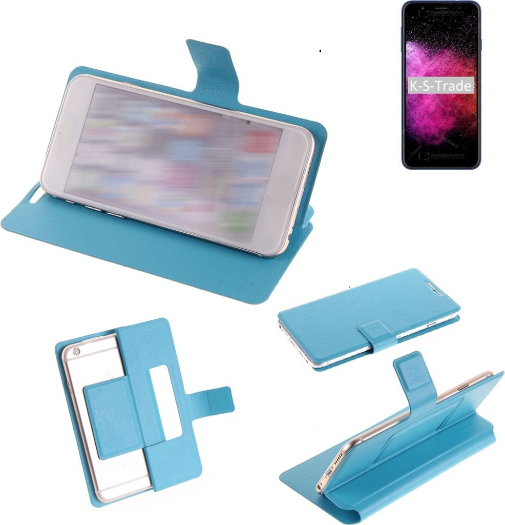K-S-Trade Schutzhülle Handyhülle kompatibel mit Panasonic Eluga I7 Enterprise Edition Flip cover Handy case Smartphone Klapphülle blau