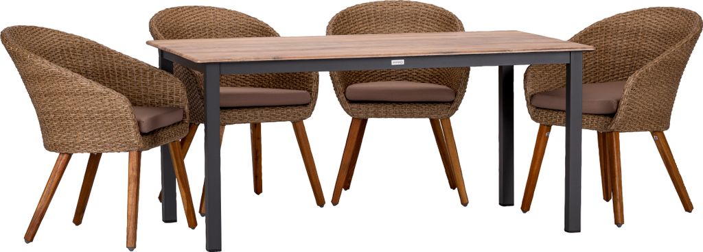 4x 57439 Atacama Armsessel, 1x 57443 Acaplan 160x90cm anthrazit -cherry