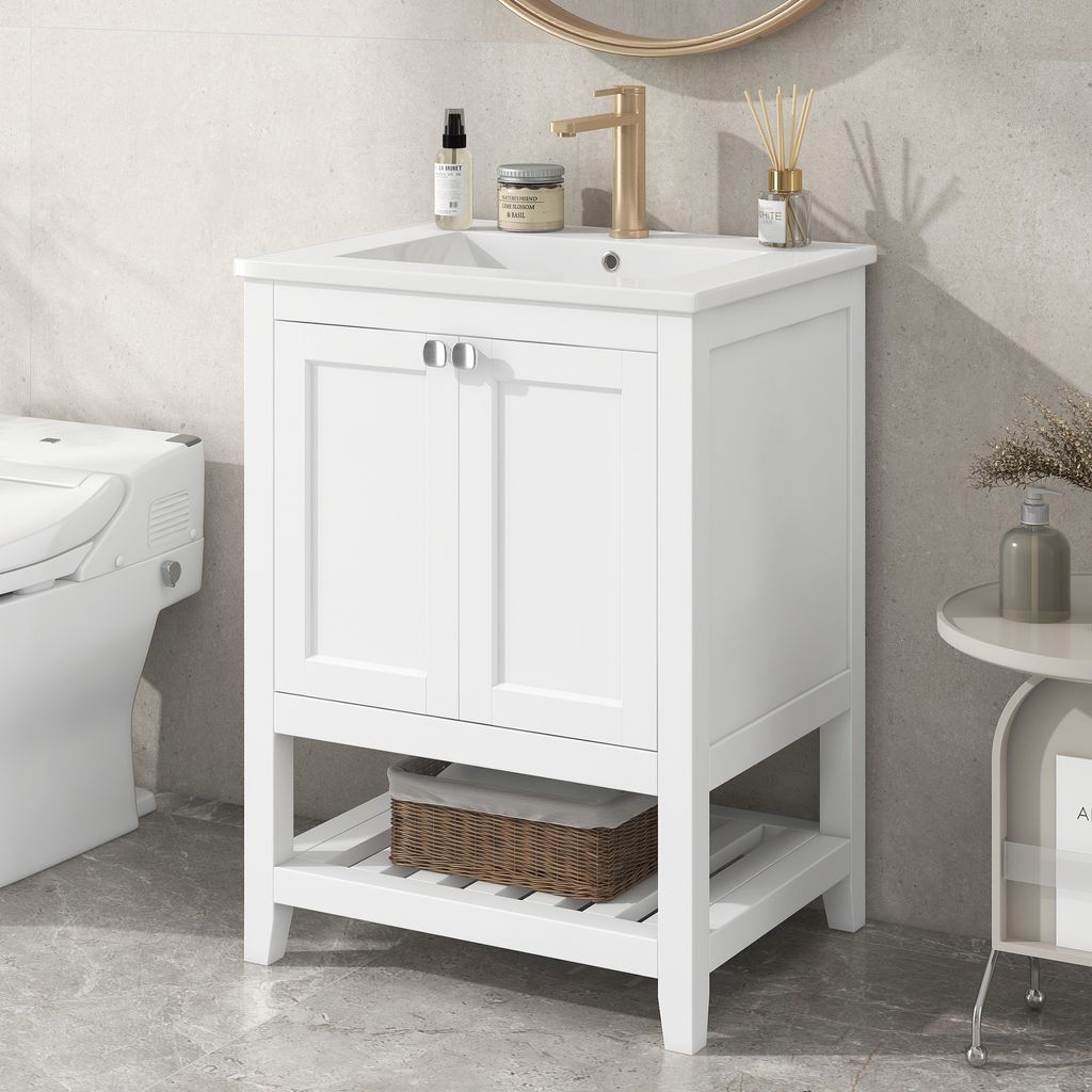 Abrihome 60cm Keramik Waschtisch mit Unterschrank, Produktbild 
