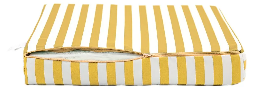 Coussin de jardin déhoussable 50x50cm rayé jaune : confort lavable - 7
