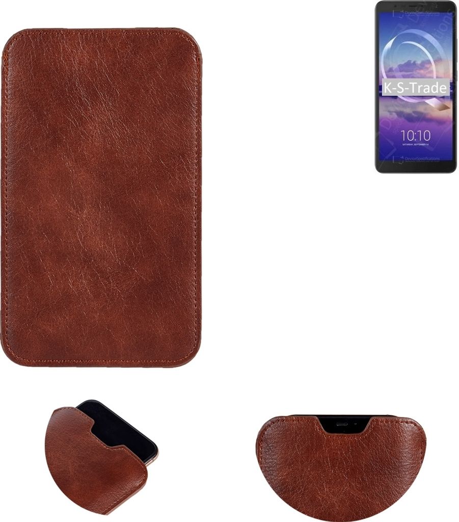 K-S-Trade Schutzhülle Handyhülle kompatibel mit Alcatel 3C (2019) Handytasche Kunstleder Sleeve in braun