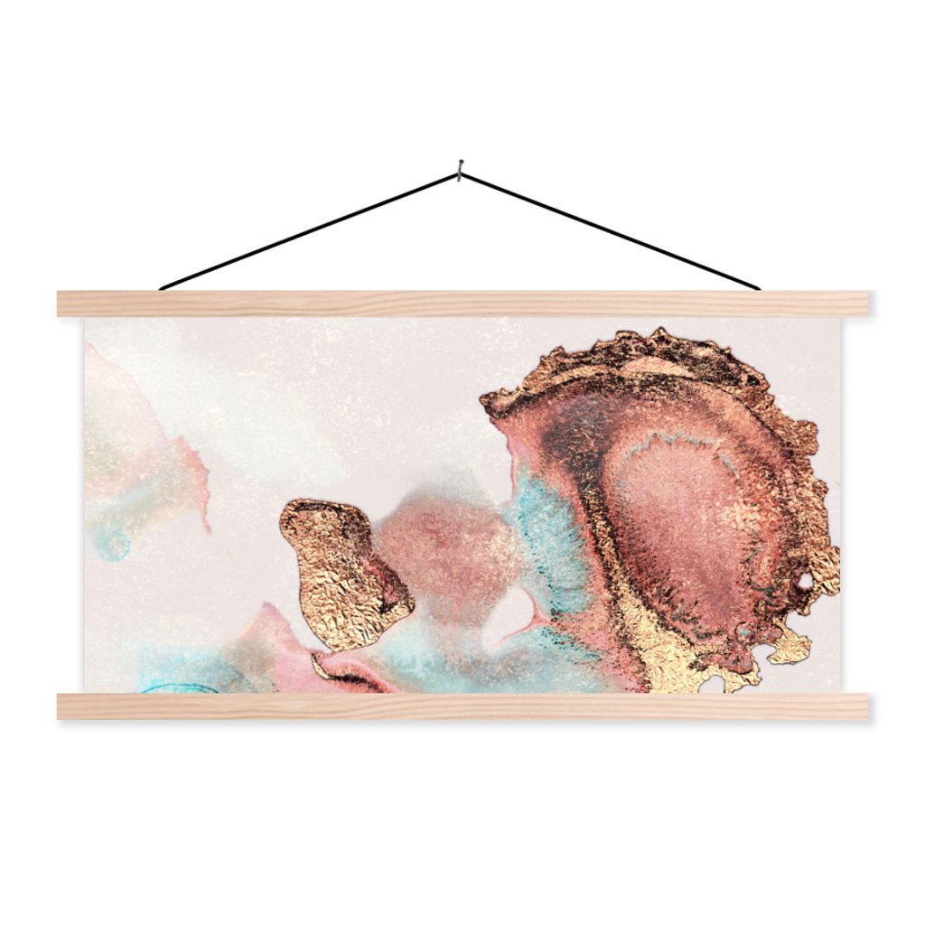 MuchoWow Textilposter Tinte - Pastell - Abstrakt 120x60 cm mit holzfarbenen Rahmen - Klemmleiste