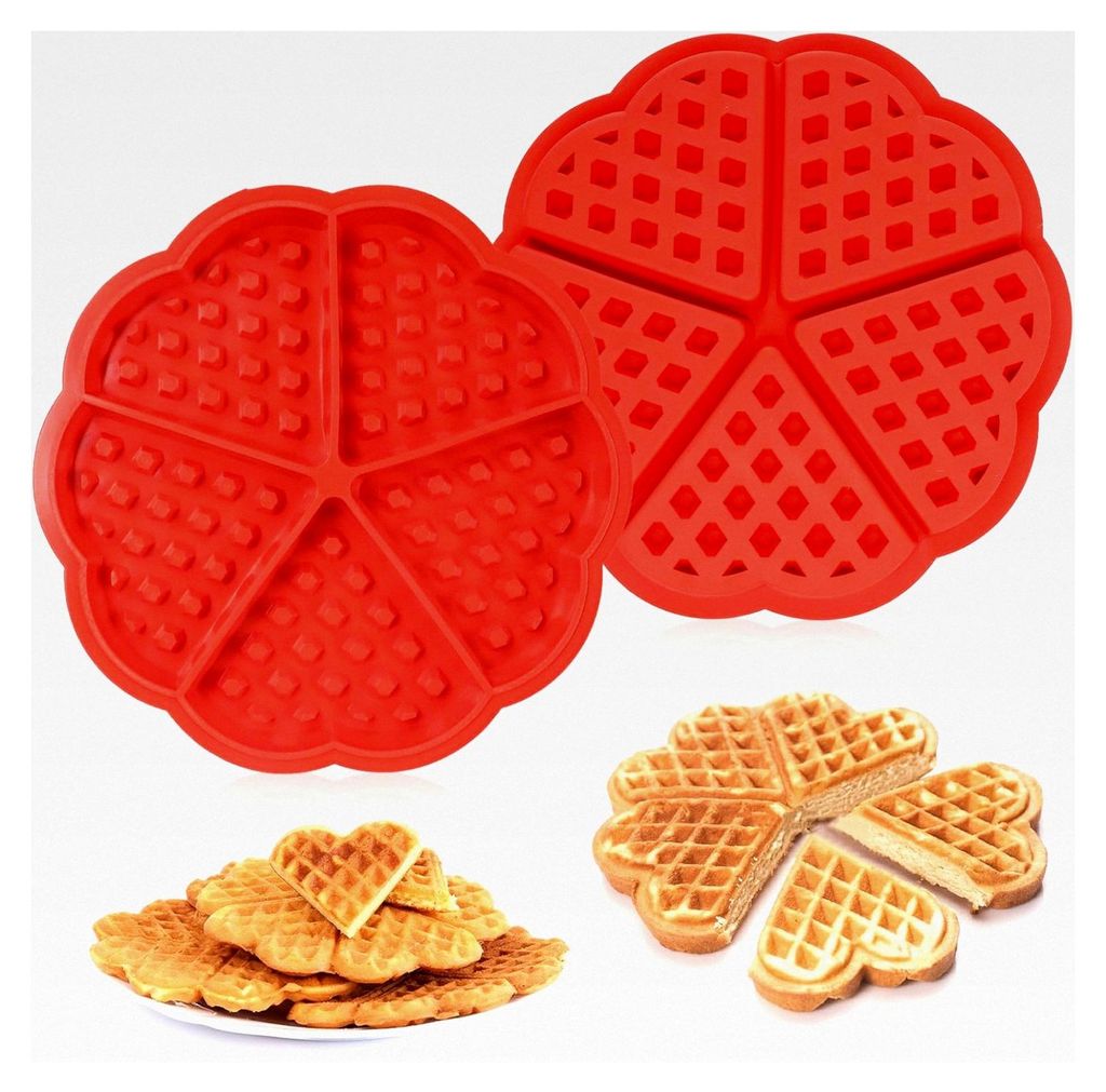 Antihaft-Silikon Waffel- und Muffinform - 2 Stück mit 5 Mulden, Backwerkzeug