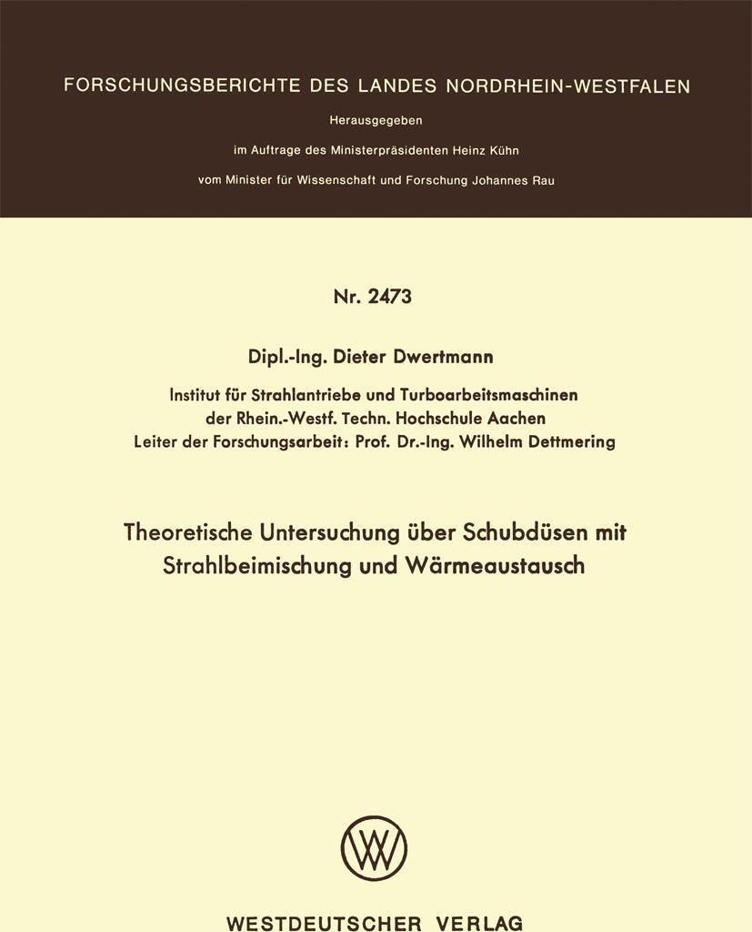 Theoretische Untersuchung über Schubdüsen mit Strahlbeimischung und Wärmeaustausch