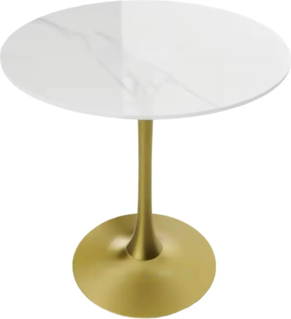 Table Ronde en Pierre Frittée et Métal Noir - Table de Bistrot Moderne