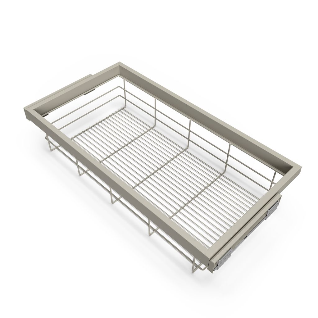 Emuca Set aus Drahtkorb- und Gleitrahmenset mit sanftem Schließen für Kleiderschrank, verstellbar, Modul 900mm, Steingrau