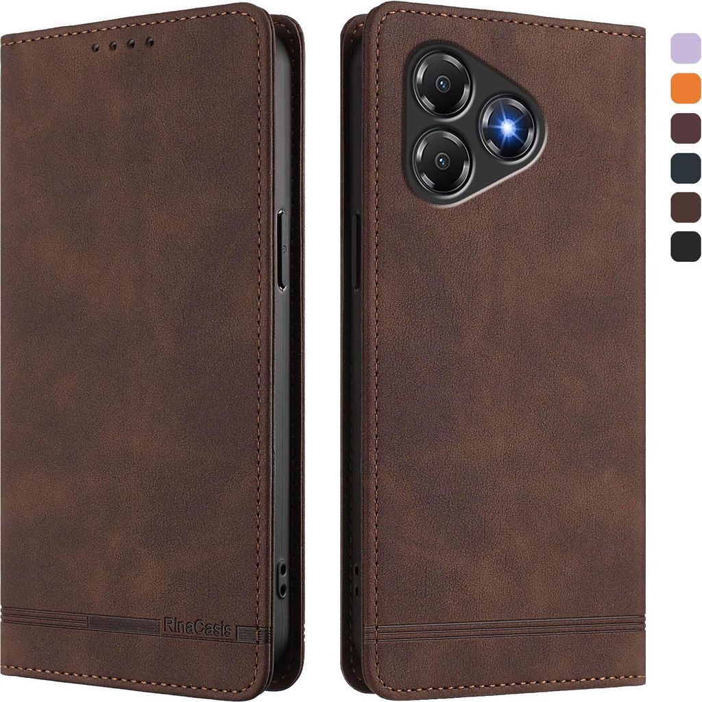 Hülle für ZTE Blade A36, Retro Kunstleder Ständer Klapphülle mit Kartenfächer und Magnetische Braun