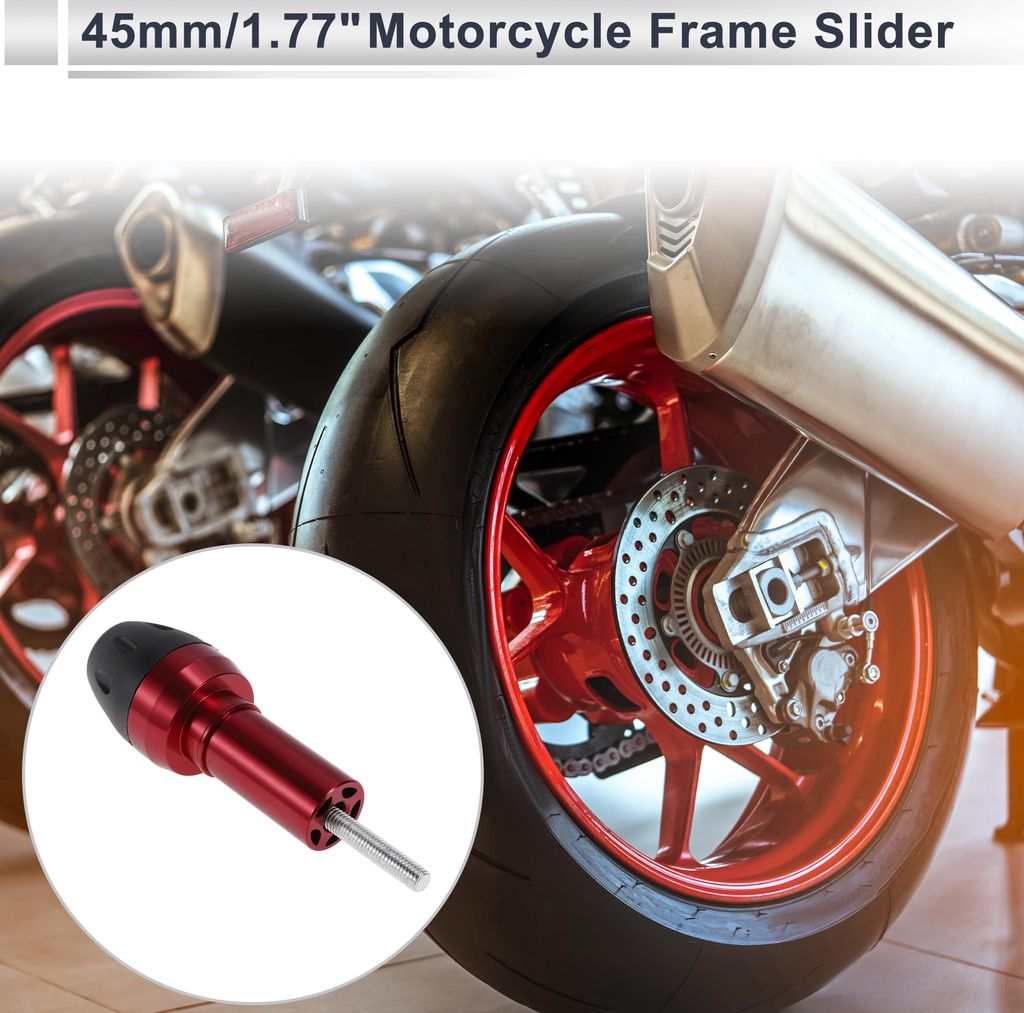 10mm Motorrad Slider Rahmen Aluminiumlegierung Kunststoff Rad Verkleidung Schutz Crash Pad Schutzbügel 45mm 155mm mit 2 Stück Schrauben Rot 1 Set