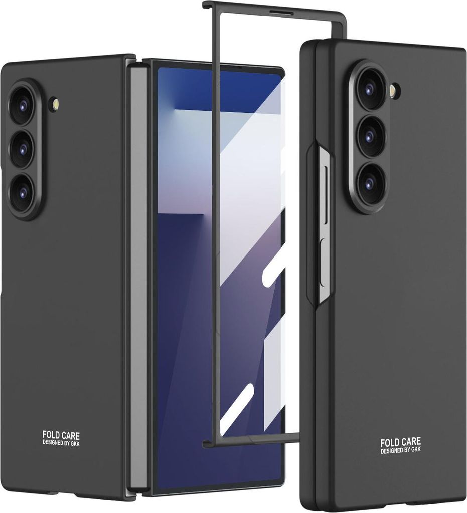 Handyhülle für Samsung Galaxy Z Fold 7 Schlank Hart PC Matt Schutzhülle mit Displayschutz Schwarz
