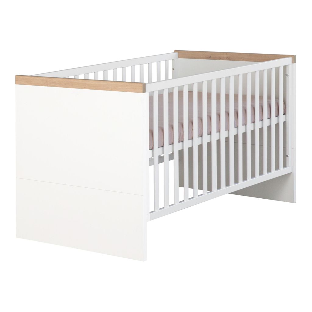 roba Kombi-Kinderbett Lumo - Mitwachsendes Babybett 70x140 cm - Weiß & Artisan Eiche
