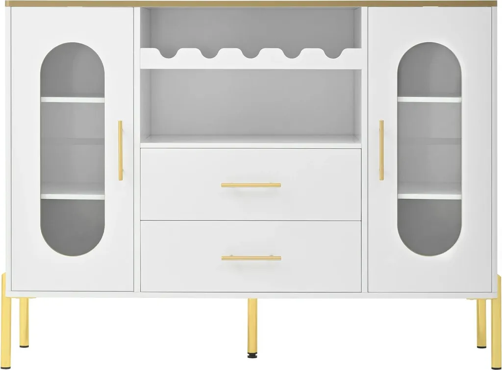Meuble de Rangement Blanc : Fini le Désordre avec ce Buffet Bois et Verre