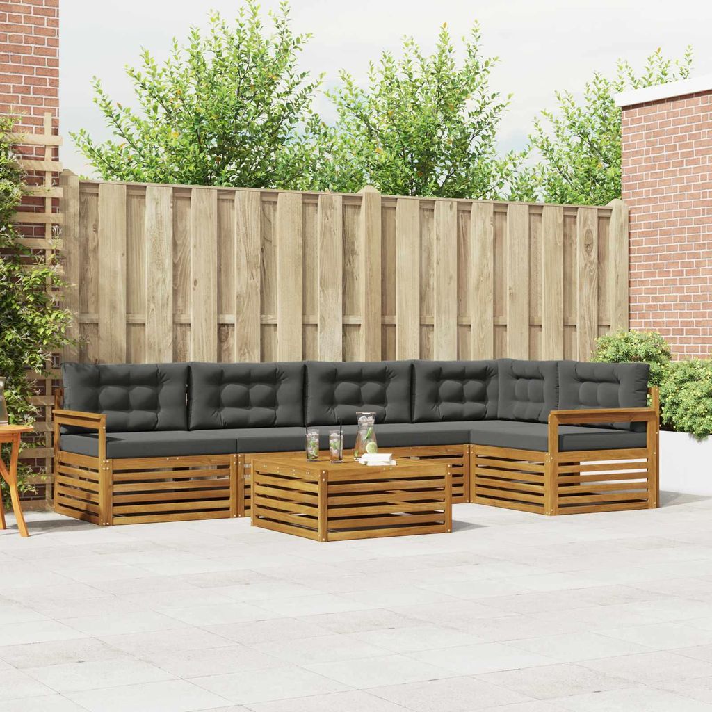 "Neues Produkt" Outdoor-Sofagarnitur ANTI-UV - CLORIS - mit Kissen - 6 pcs - Natur und Anthrazit - Modern Gartensofas V1305