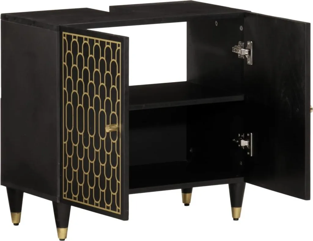 Meuble sous-évier bois massif 62 cm pour salle de bain petite et cosy