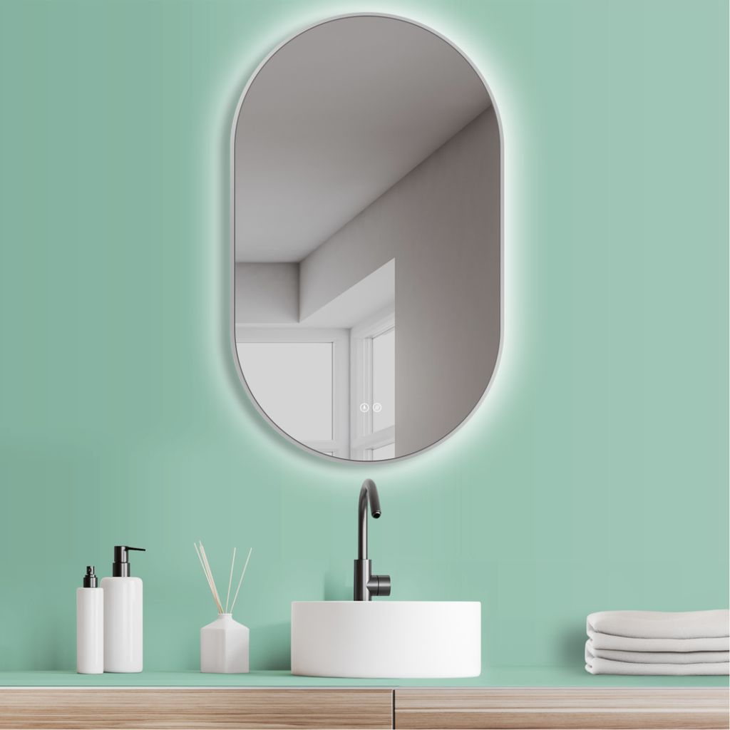 HOKO LED Ovalspiegel mit Metallrahmen 60x100 cm Anti-fog Produktbild 