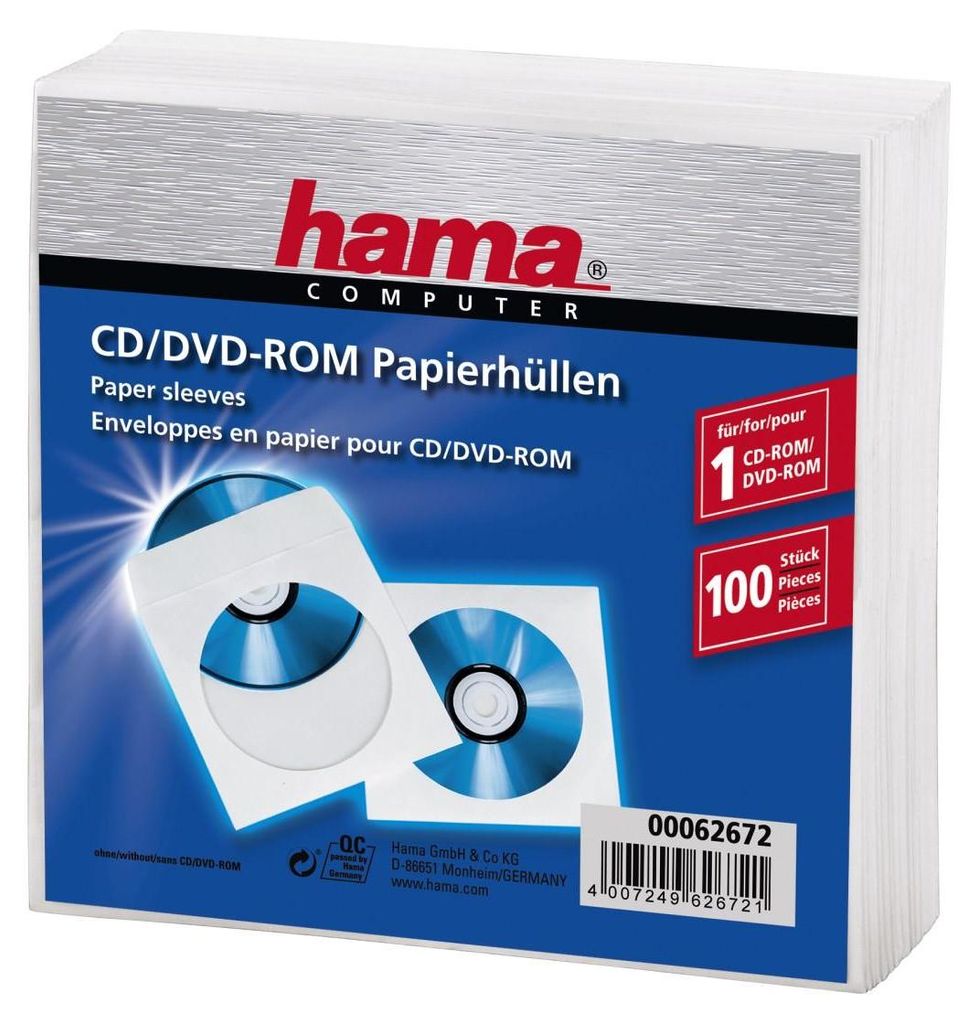 Hama CD-ROM Paper Sleeves - Pochette pour CD - blanc (pack Image du produit 