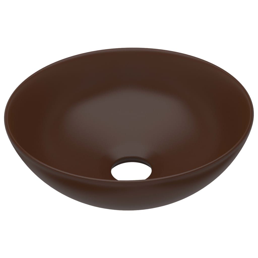 vidaXL Lavabo in Vetroceramica marrone scuro rotondo Immagine del prodotto 