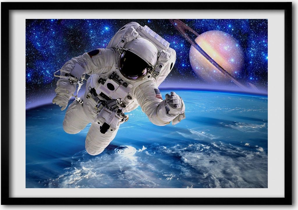 Bild - Bilder - Bilderrahmen - 70 cm x 50 cm - MDF-Rahmen, Wandkunst Astronaut