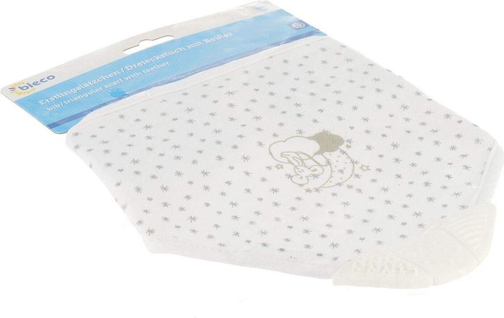 Bieco 38015069 - Dreieckslätzchen mit Beißer, weiß Produktbild 