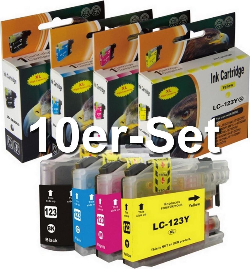D&C Tintenpatronen ersetzt Brother L-123x-10er Set Produktbild 