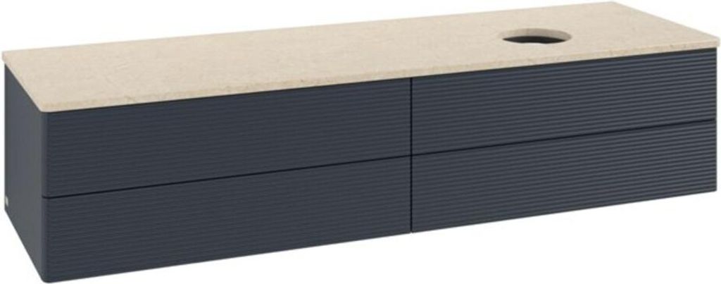 V&B Waschtischunterschrank mit Frontstruktur -Beleuchtung Antao 160x50cm, WBP-farbe botti., md bl. m Lac