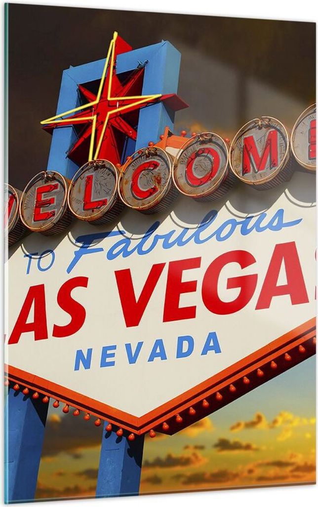 Bilder auf glas - Einteilig - Amerika bestimmungsort las vegas - 50x70cm - Glasbilder - Wandbilder - Bilder - Wanddekoration aus Glas - Glas Bilder...