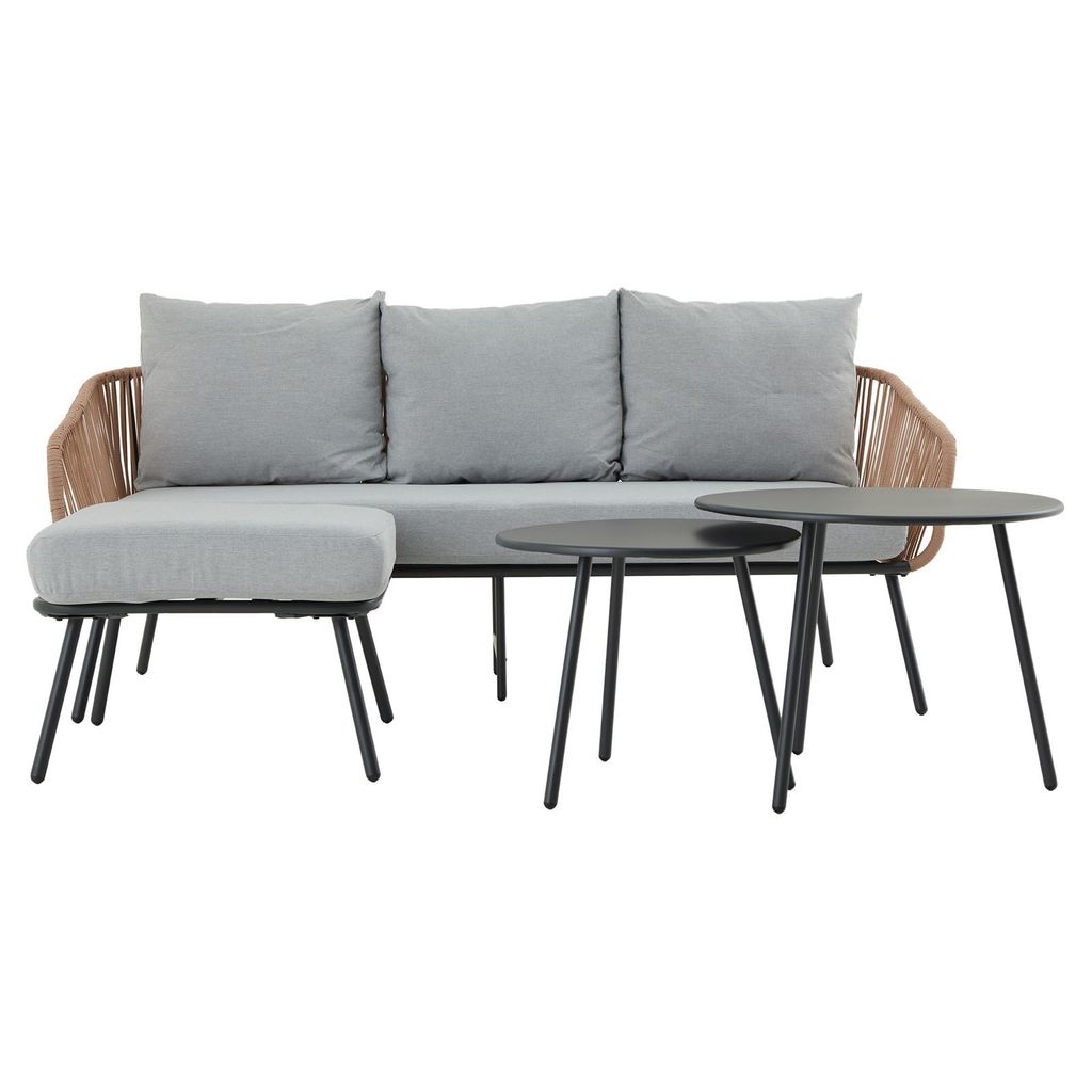 Gartenlounge MYKONOS, braun/grau - Balkon Lounge Sofa mit Produktbild 