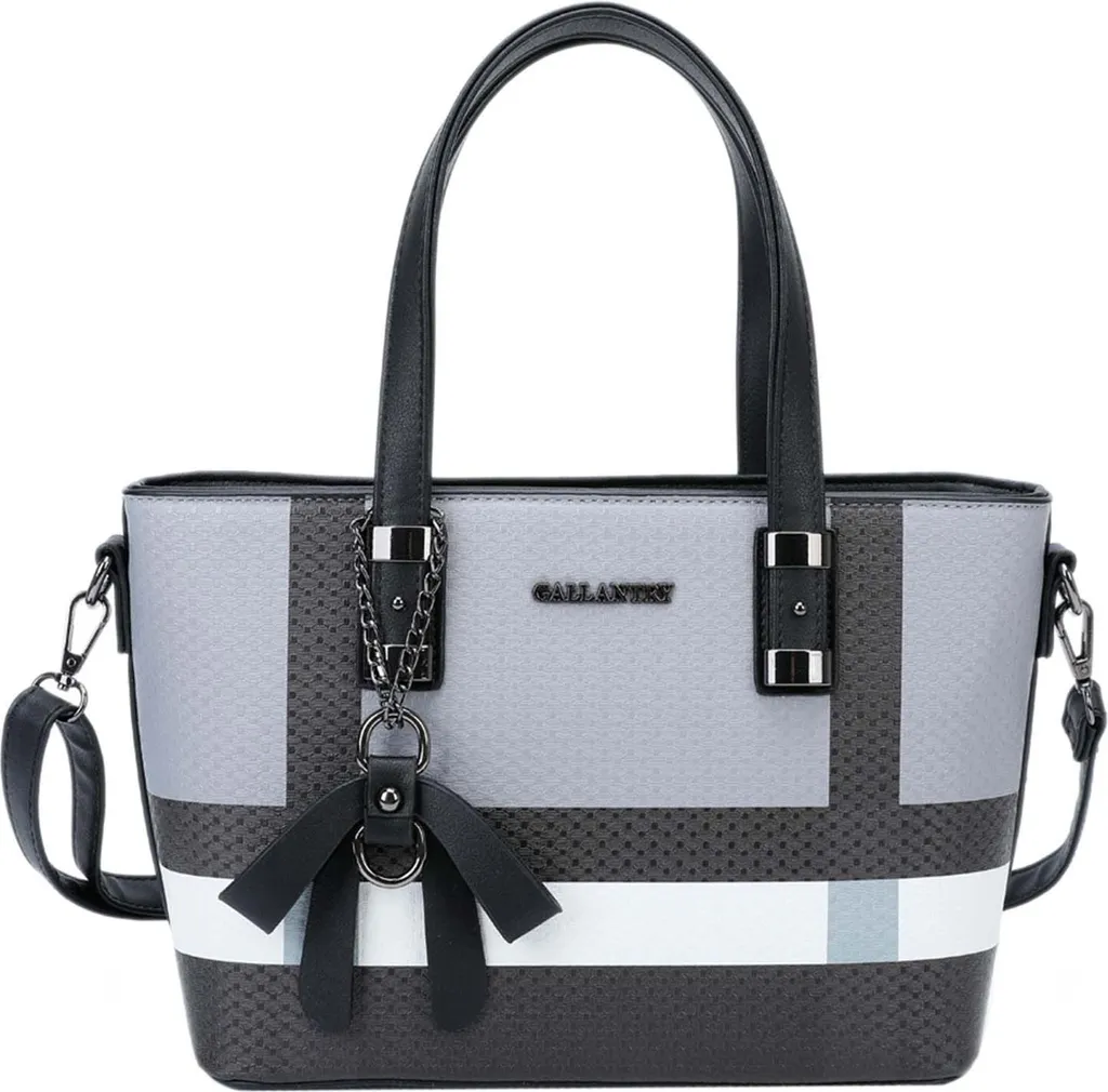 Cabas Femme Gris Chic Gallantry Grand Format avec Nœud Décoratif Souple